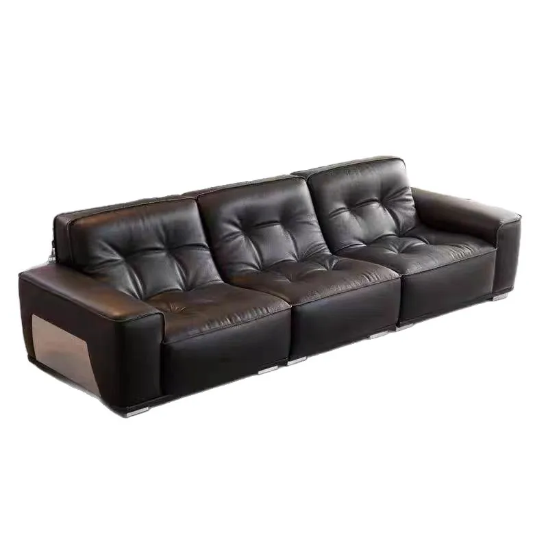 

Italian minimalist leather sofa, cat scratching leather soft sofa, modern home living room straight row