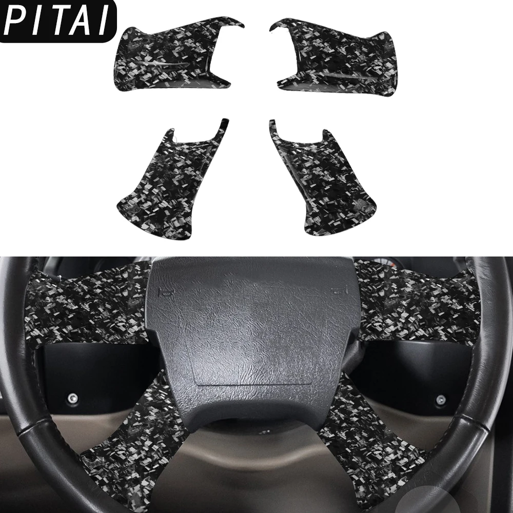 For Cadillac Escalade 2003-2006 Carbon Fiber Steering Wheel Button Cover Trim Strips Car Interior Decoration Accessories