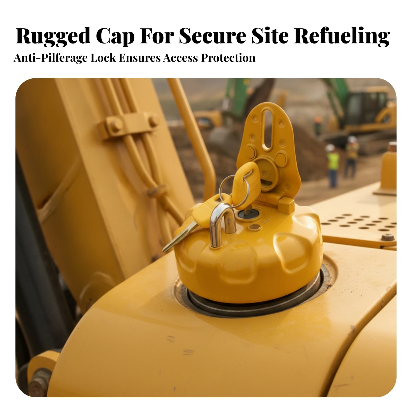 Locking Fuel Tank Cap Replacement Excavator Fuel Cap with Lock Machinery Part Alloy Secure for Construction Equipment Owners