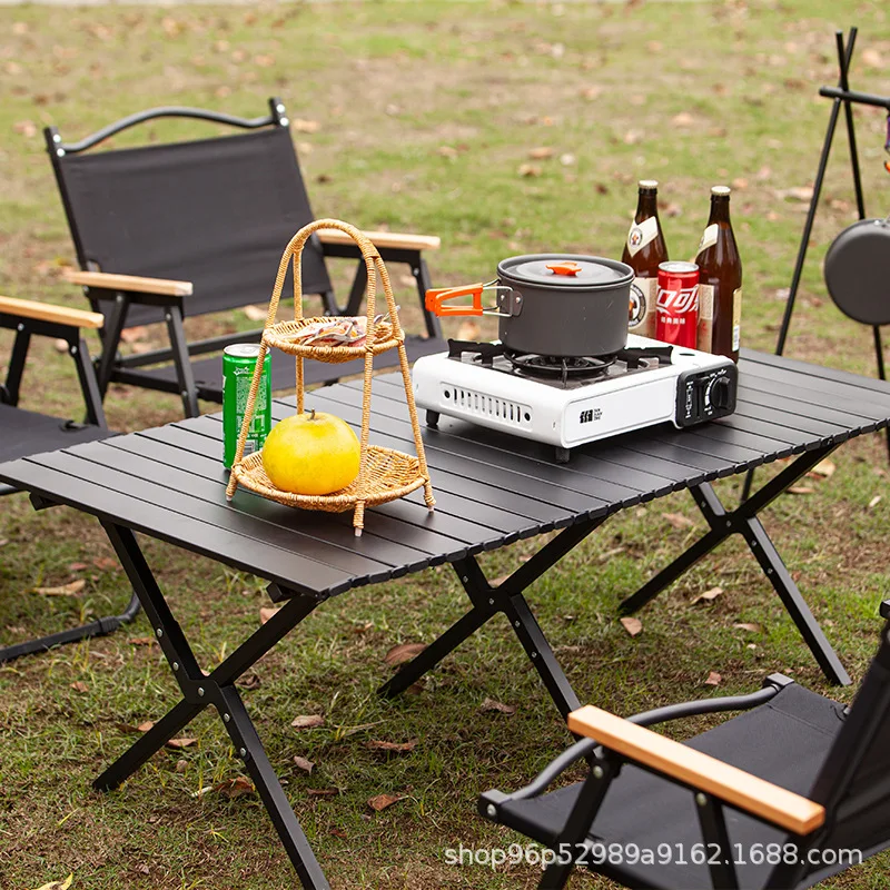 Outdoor folding table carbon steel alloy egg roll table and chairs camping picnic table portable camping table