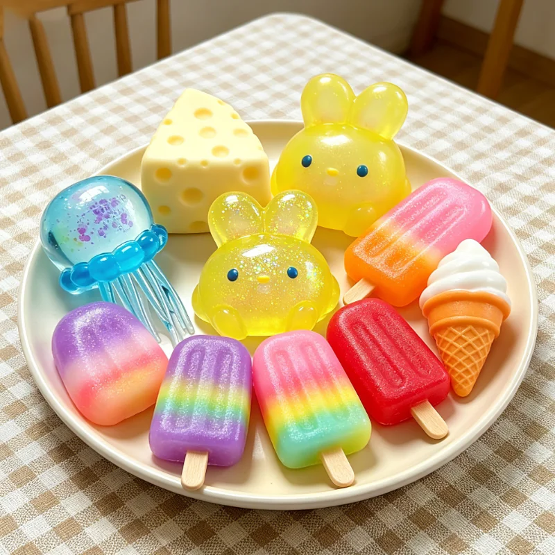 Stress Relieving Toy with The Latest Maltose Ice Jellyfish Clip Music, Slow Rebound To Release Pressure, Soothing Plush Toy
