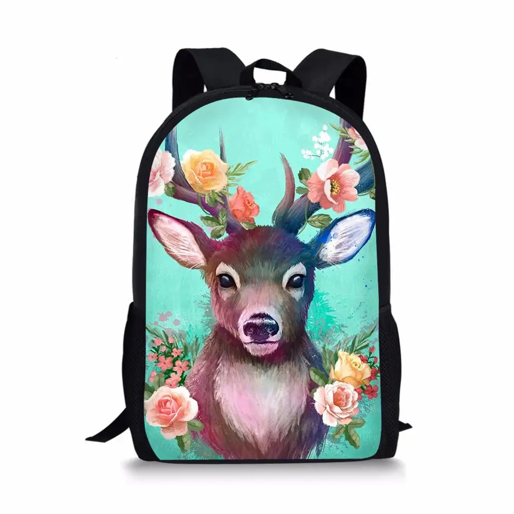 Tas ransel lukisan rusa fantastis balita remaja Fashion tas buku tas punggung anak-anak tas sekolah anak laki-laki anak perempuan motif hewan Kawaii