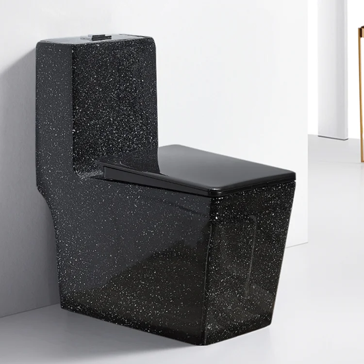 luxury square ceramic bathroom black toilet integrated