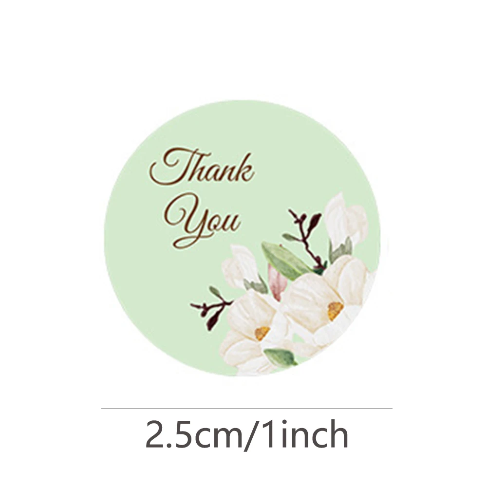 100-500pcs Flowers Thank You Stickers Adhesive Label For Business Package Wedding, Small Business, Bakery Christmas Gift