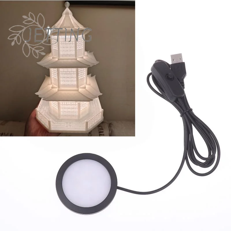 (SMTGDP11)1Ps Bamboo Led Light Parts DIY Model Warm/White/Neutral Black USB Round Ultra-thin Light For Bambu Lab Lamp Kit