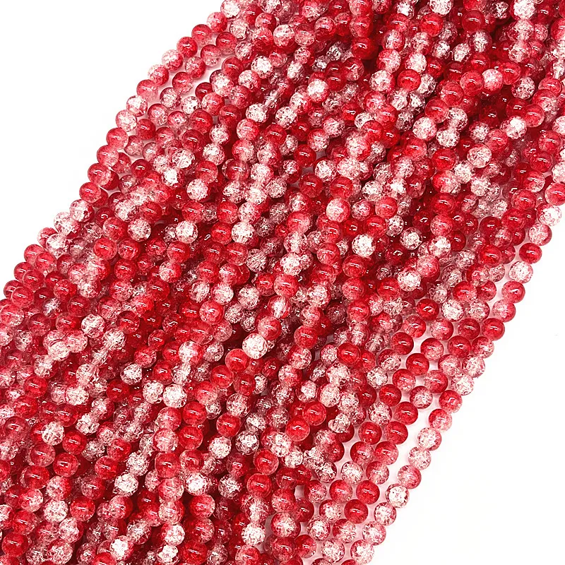 4mm 6mm 8mm Round Colour Glass Crackle Beads Loose Spacer Beads for Jewelry Making Diy Handmade Bracelets Accessories