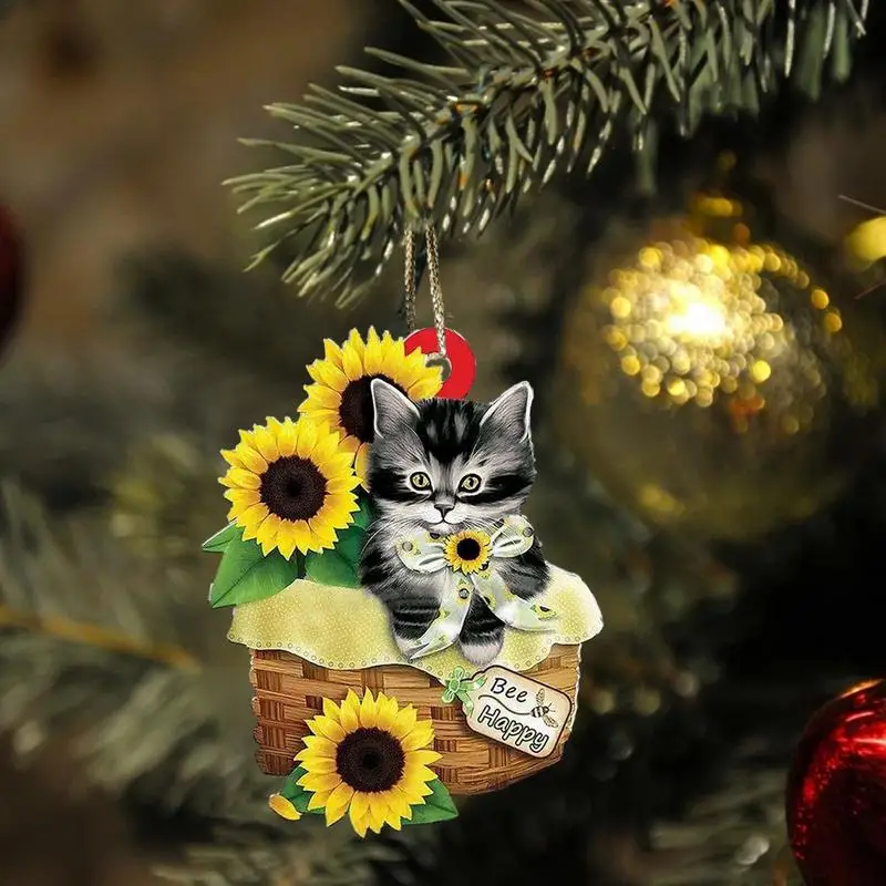 Funny Creative Christmas Acrylic Black Cat Pendant Delicate Practical Xmas Tree Decor Durable Hangable Ornaments