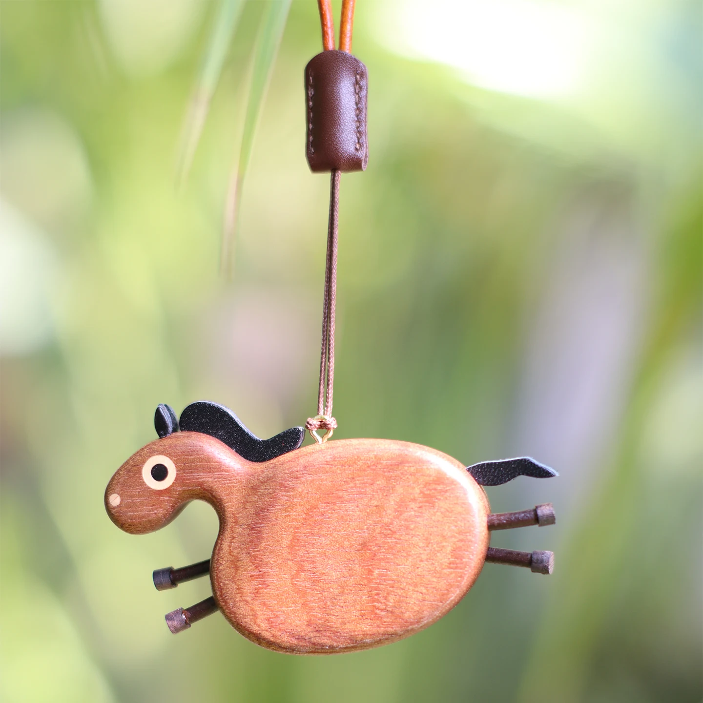 Real Wood Keychain Cute Cartoon  Year Car Rearview Mirror Hanging Ornament Creative Gift Bag Pendant Home Decoration