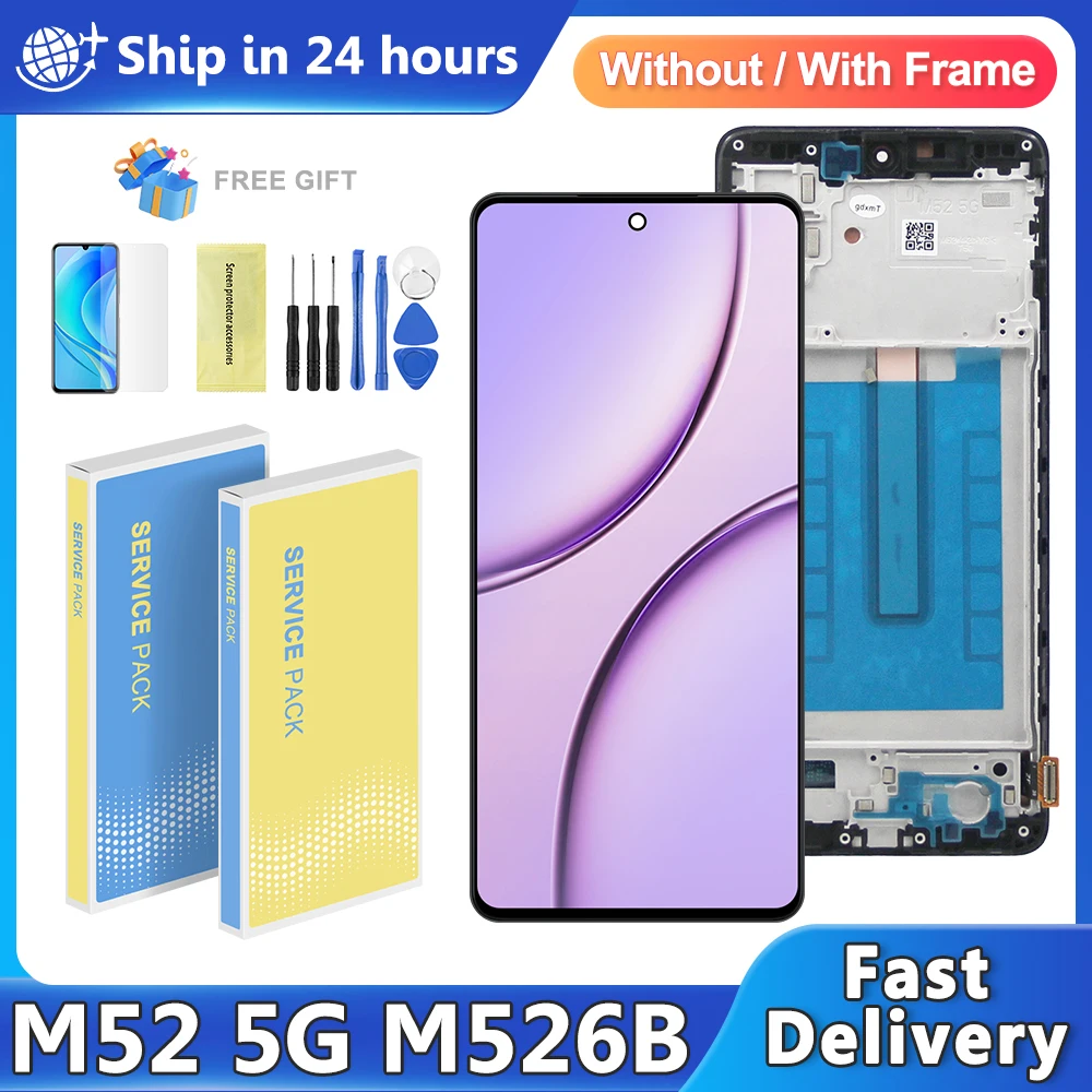 M52 5G Screen For Samsung Galaxy M52 5G M526B M526B/DS LCD Display Touch Screen Digitizer Assembly Replacement M52 Display