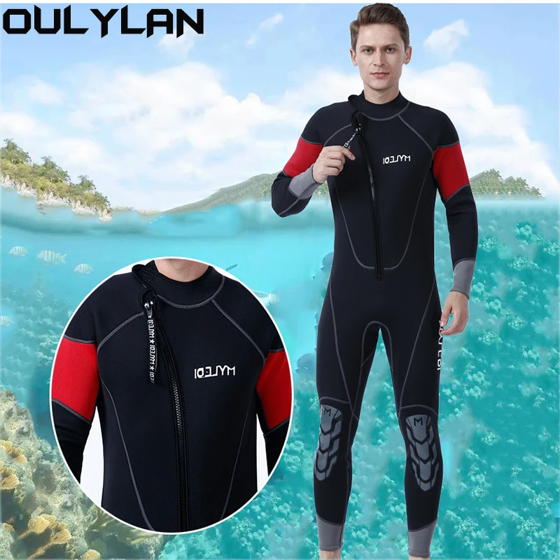 

Oulylan 3MM Neoprene Wetsuit Men One-Piece Suits Keep Warm Surf Scuba Diving Suit Fishing Spearfishing Kitesurf Wetsuit Swinwear