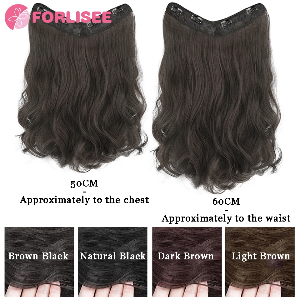 FORLISEE Synthetic One-piece Long Hair Extensions For Women With Fluffy Hair Volume Curly Hair Seamless Invisible Big Wave Wigs