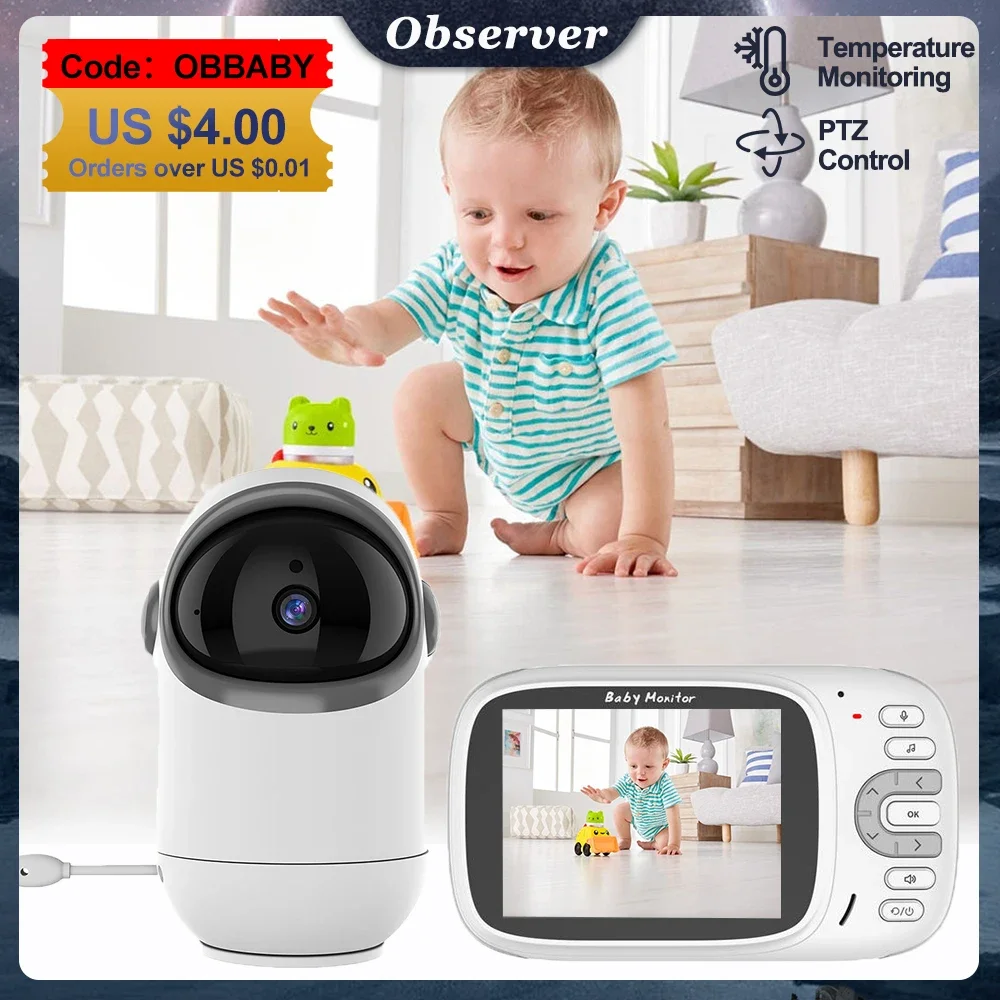 VB802 Electronic Baby Monitor 3.2 Inch LCD PTZ Video Surveillance Camera with Temperature IR Night Vision Mother Kids Babyphone