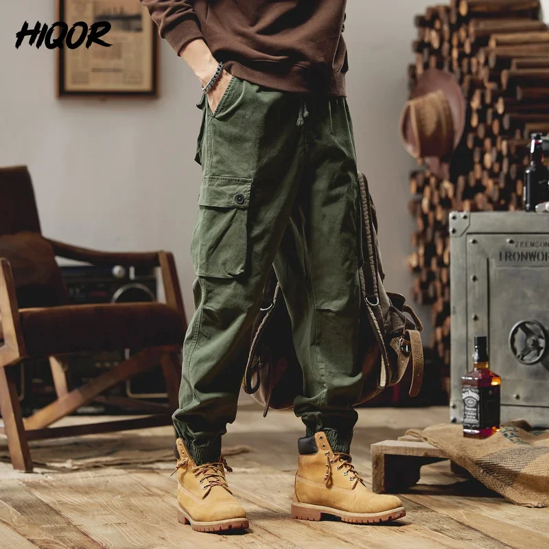 HIQOR pantalones Cargo tácticos para hombre Otoño Invierno senderismo al aire libre Joggers pantalones multibolsillos ropa de calle Cargo Jogger pantalones para hombre