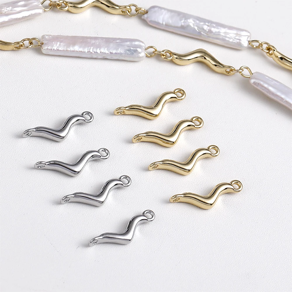 

Copper Plating with 14k Gold Double Hanging Lava Wave Long Pendant DIY Jewelry Making Necklace Bracelet Accessories Materials