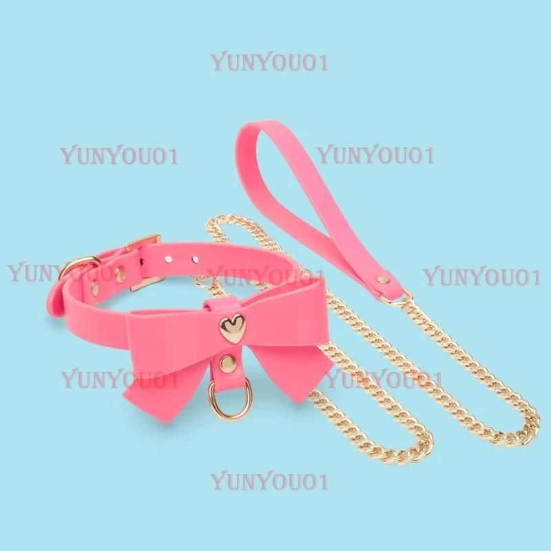 Bow Choker Leather K9 Jewelry Collar Traction Set Cosplay