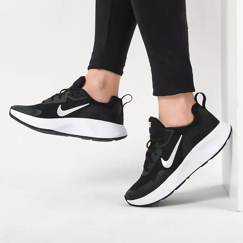 Nike Wearallday Running Shoes for Women, Sports, Comfortable, Non-Slip, Wear-Resistant, Breathable, Low-Top, Casual, Urban Commuting, Black and White Cj1677-001