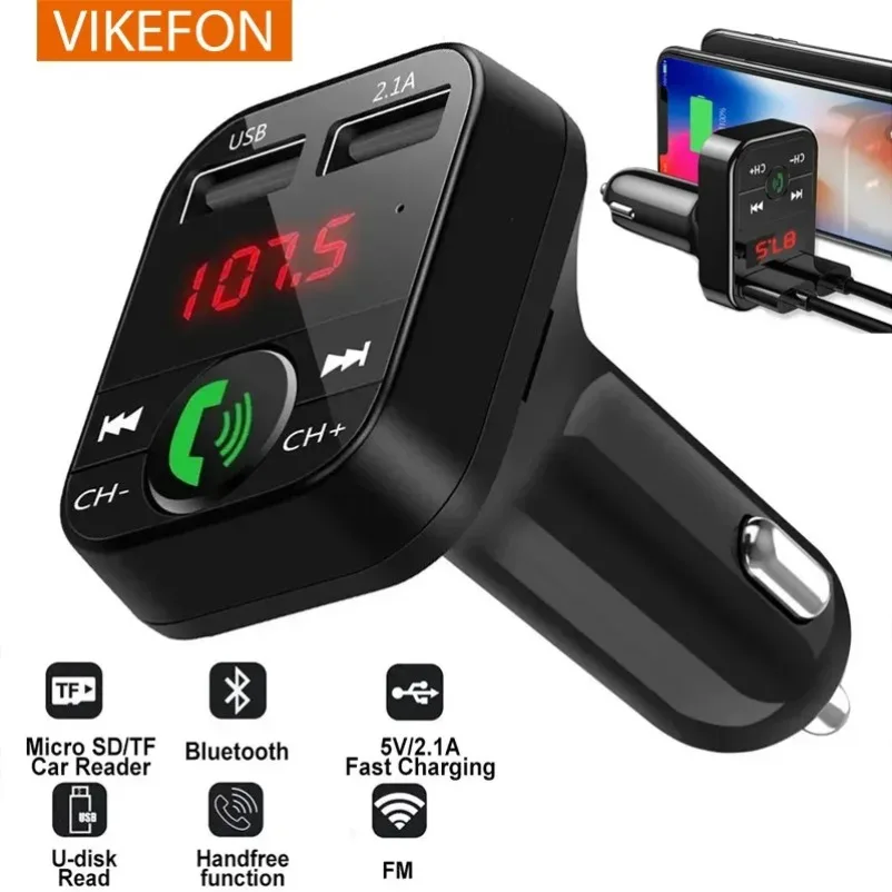 Auto Bluetooth Empfänger FM Transmitter Kabelloser Audio-Adapter Freisprecheinrichtung MP3-Player Dual USB Schnell-Autoladegerät Bluetooth Auto-Kit