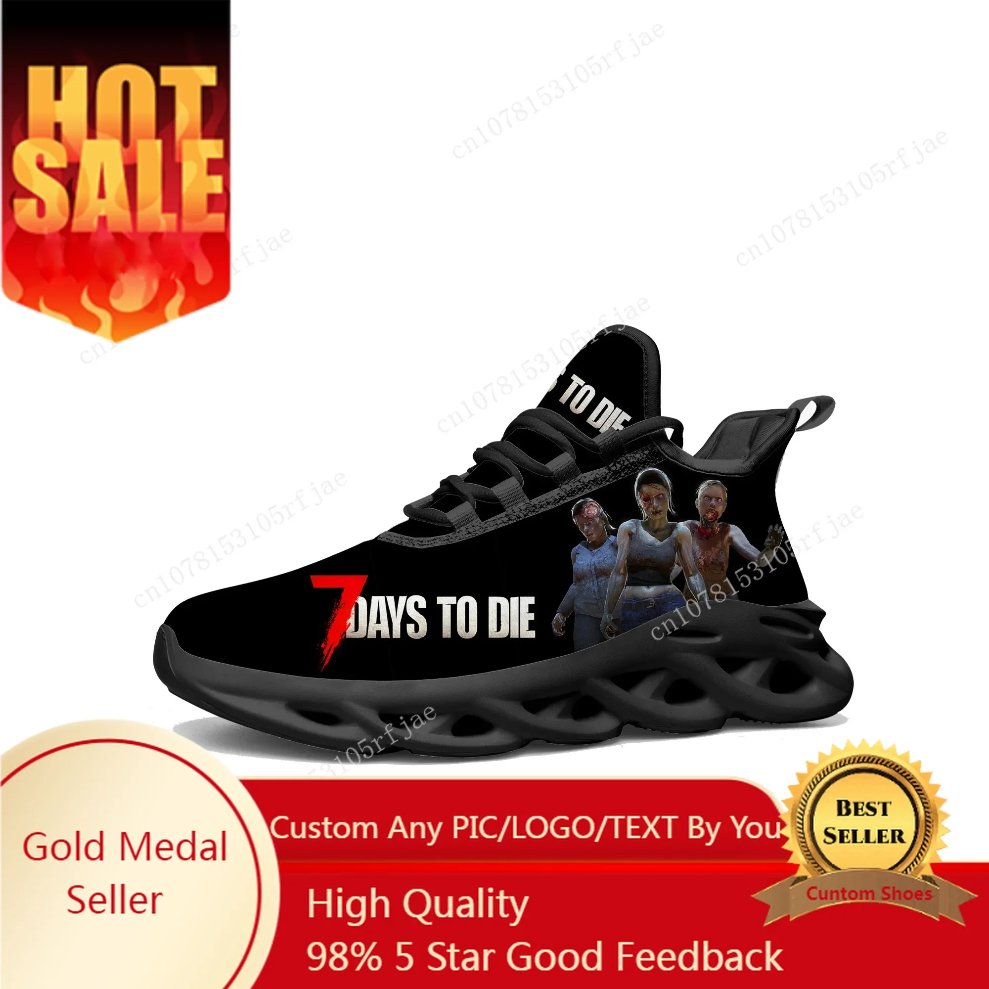 

Anime Cartoon Game 7 Days To Die Flats Sneakers Mens Womens Teenager Sports Running Shoes Tailor Made Lace Up Shoes
