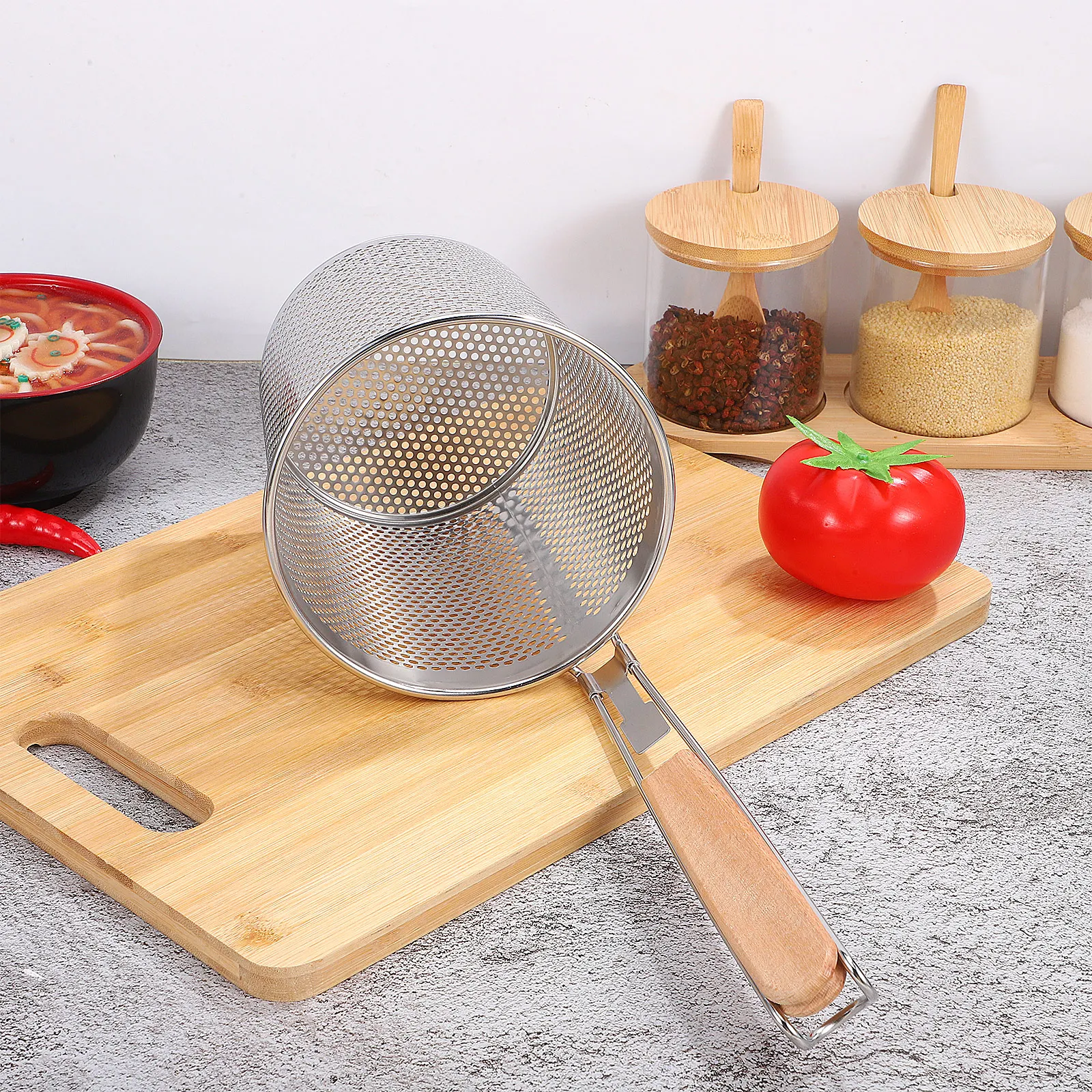 

Stainless Steel Noodle Sifter 12CM Kitchen Tool Easy Cleaning Durability Noodle Straining Baskets Sieve Cook Spoon