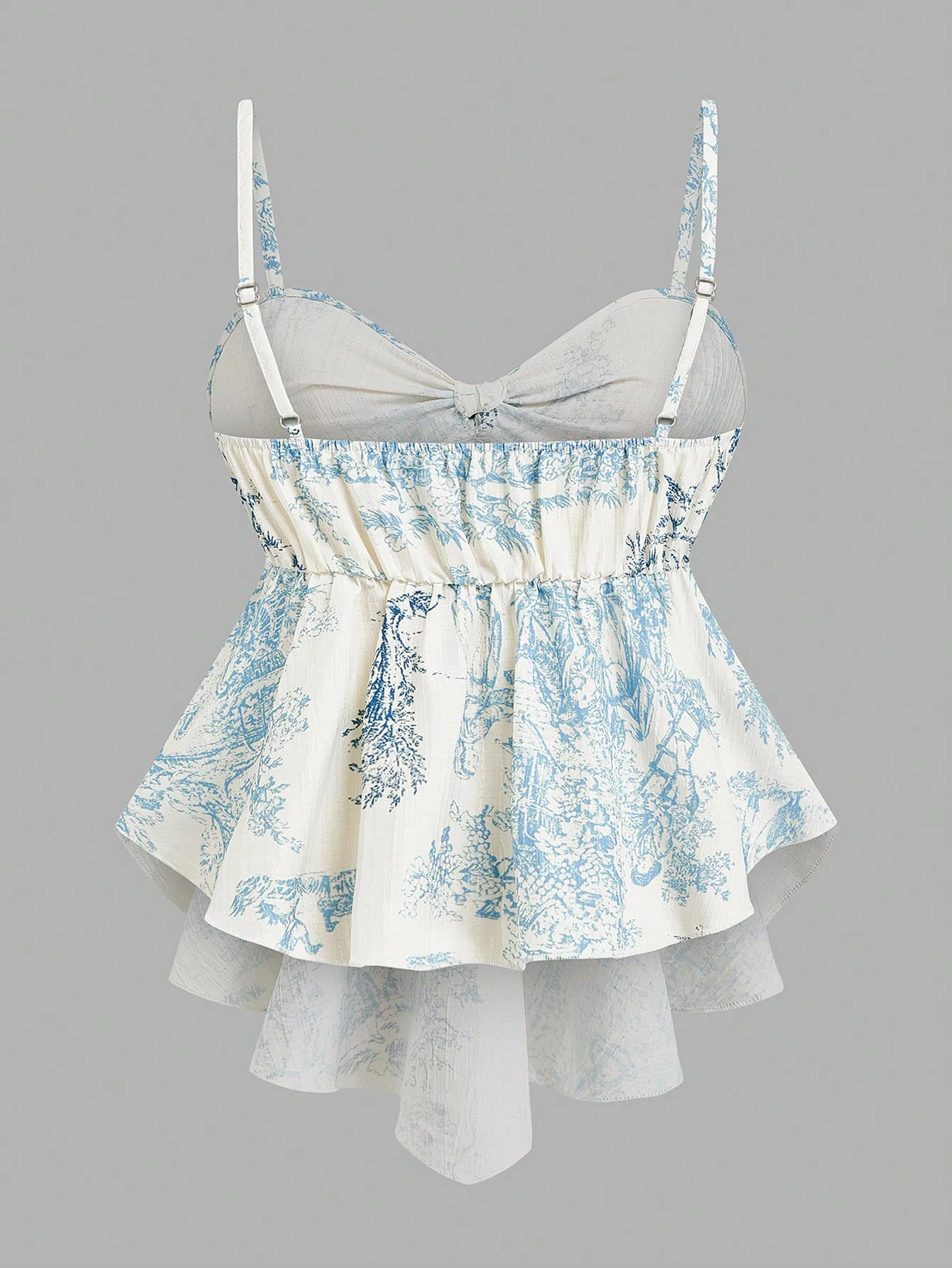 Women's Elegant Cami Top, Striped Printed Fabric, Bow Neck & Front Tie Waist, Slim Sleeveless Camisole. Versatile for Spring & S