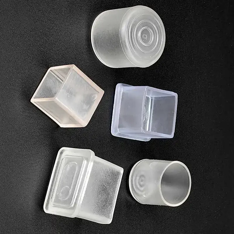 4-50Pcs PVC Transparent Furniture Table Foot Tip Chairs Legs Pad Protector Cover Square/Round Pipe Plug Lid Protection Cap