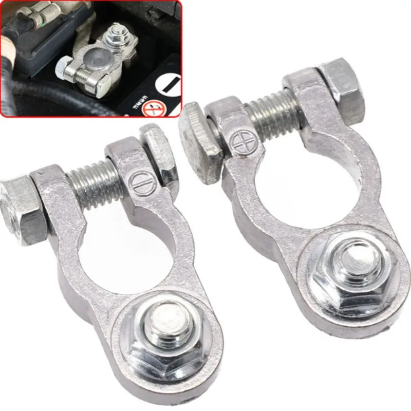 2pcs/set Battery Terminal Clamp Zinc Alloy Positive & Negative Pole Auto Car Screw Connector Car Battery Terminal Clamp