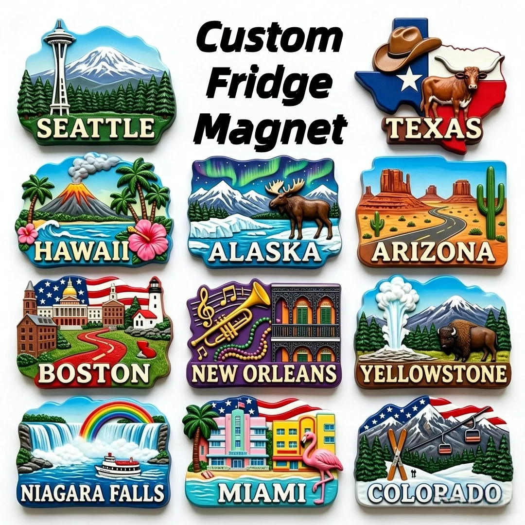 

Factory Bulk Custom Made 3D Resin Souvenir Fridge Magnet Tourist Souvenir Gift Magnet for Gift Shops Sourcing