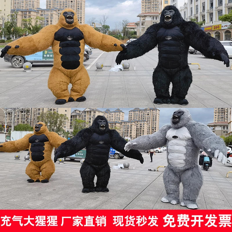 Christmas Inflatable Gorilla Mascot Costume Giant Full Mascot Suits Fur Cosplay Fancy Dress  Halloween Events Party No Battery