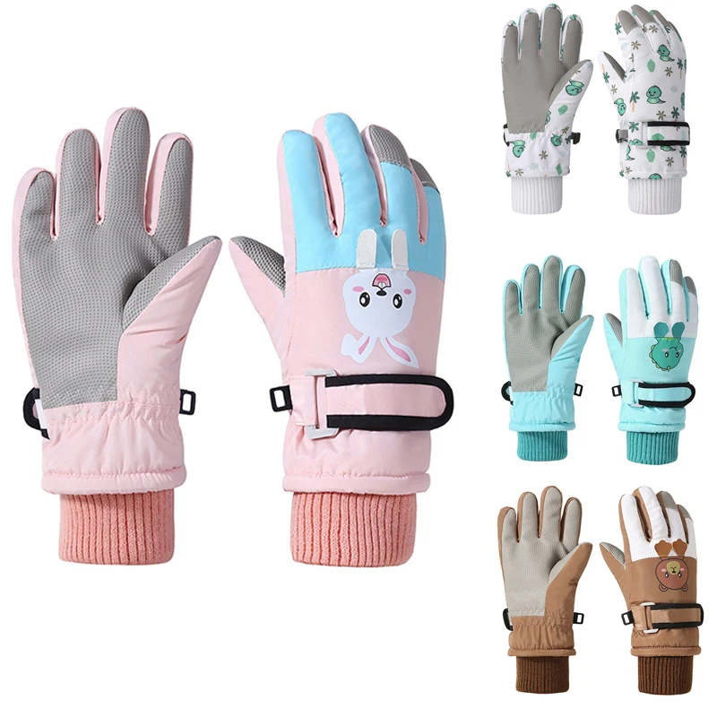 

Winter Kids Gloves Thickened Warm Ski Five-Finger Gloves for Children Non-Slip Windproof Boys Girls Snow Accessories 4-12 Years