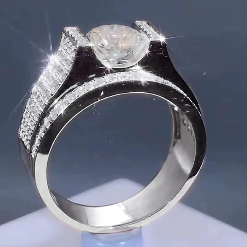 Huitan Damenring, silberfarben, luxuriös, für Partys, Hochzeiten, wunderschöne Accessoires, eingelegt mit funkelndem CZ, bezaubernder Verlobungsschmuck für Damen