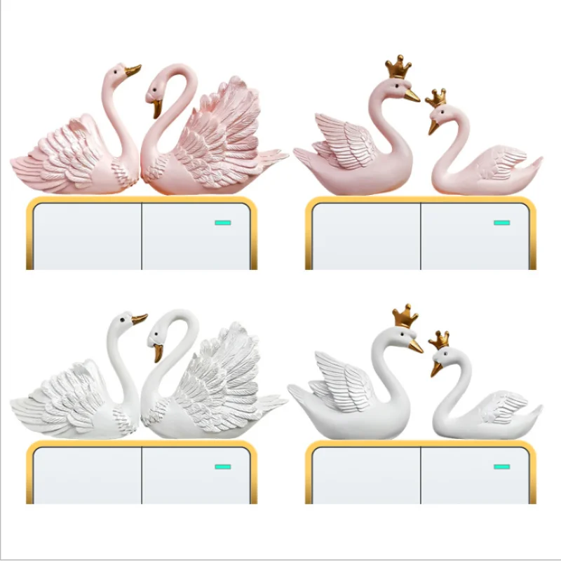 Swan Switch Sticker Animal Socket Decoration Sticker Switch Socket Protective Cover Indoor Wall Sticker Resin 3d Stereo Gift