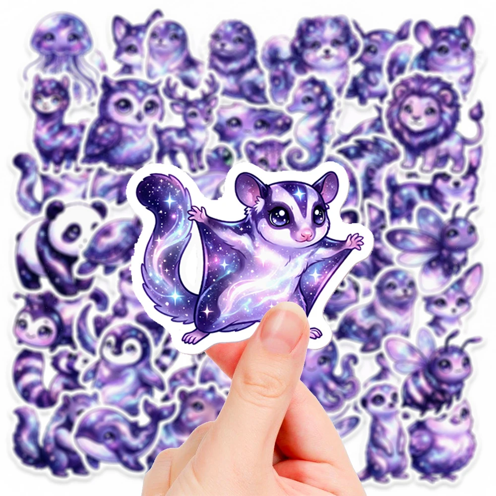 

10/30/50pcs Cute Cartoon Animal Stickers Purple Starry Sky Series Graffiti Sticker DIY Suitcase Guitar Phone Funny Decals Decor