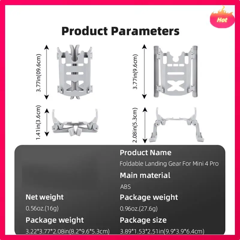 AYHF Landing Gear For Mini 4 Pro Drone Foldable Expansion Kit Quick Release Height Protector Extended Leg Extensions Props ABS 1