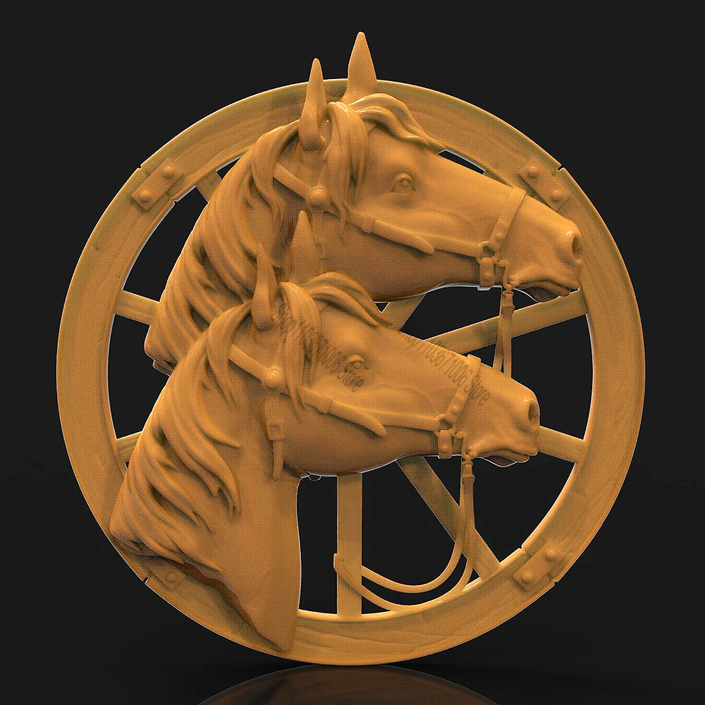 3D Model STL File for CNC Router Laser & 3D Printer Two Horses