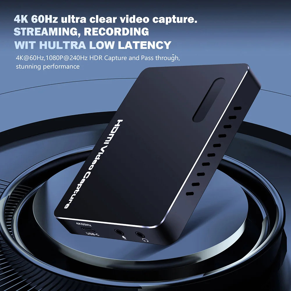 بطاقة التقاط الفيديو المتوافقة مع 4K HDMI USB 3.2 4K60hz التوصيل والتشغيل الكمون المنخفض 4Kp60 المدخلات/الإخراج تسجيل البث الملون