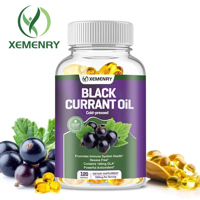 

Premium Blackcurrant Oil - Cold-pressed Pure Blackcurrant Seed Oil - 140 Mg GLA Per Serving - Regulates Hormonal Balance