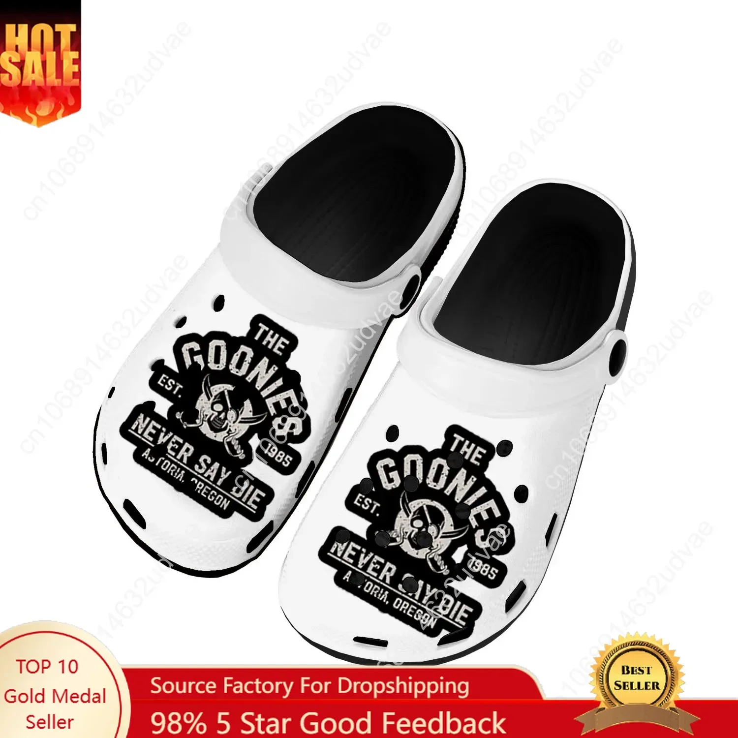 

Goonies Never Say Die Water Shoes Mens Womens Comfortable Home Garden Clogs Customizd Sandals Beach Breathable Hole Slippers