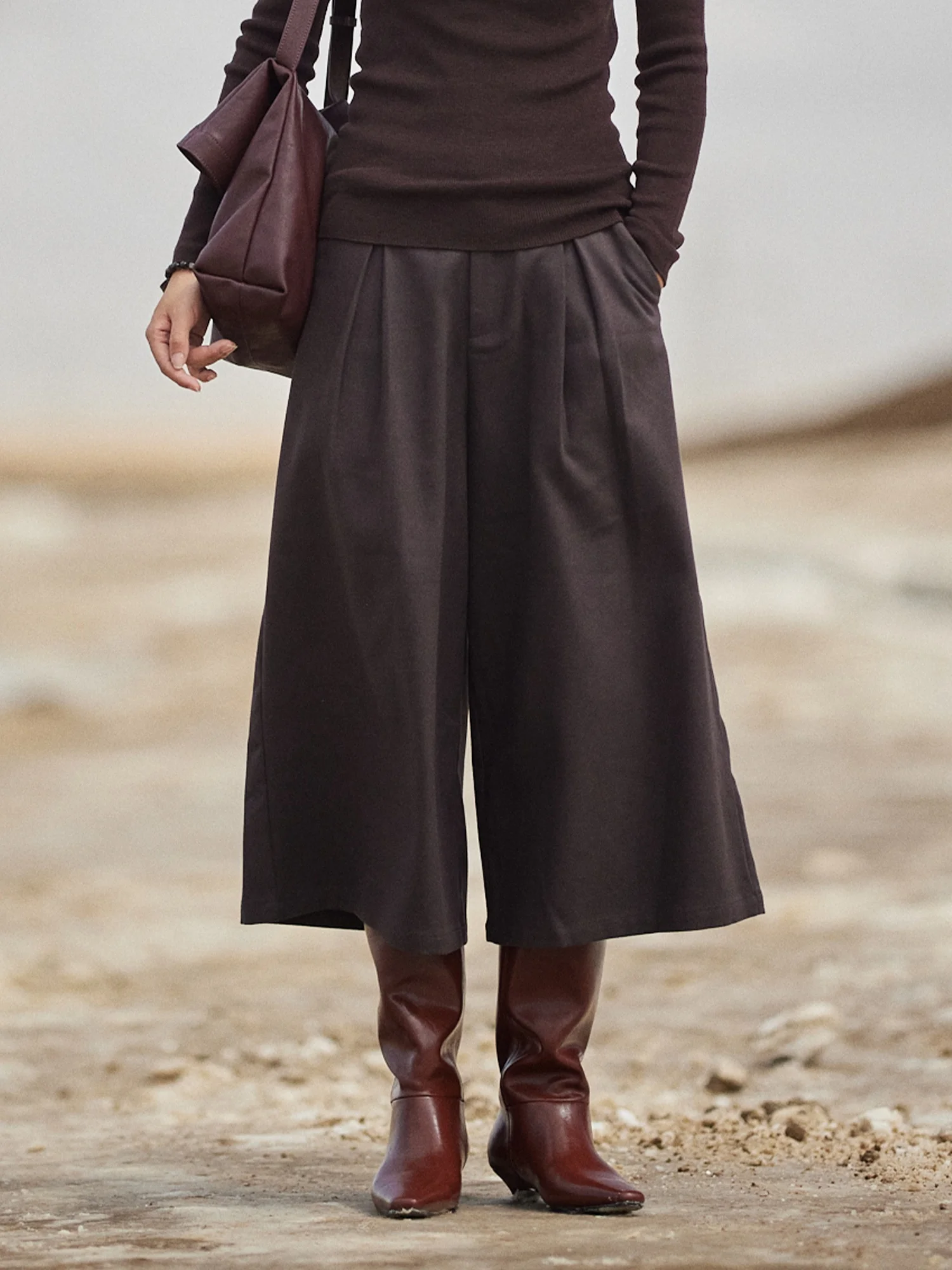 

Брюки Vitatha Thi Winter Fce с широкими штанинами, плиссированные, с семью складками, повседневные, для женщин, из смеси полиэстера, хлопка и спандекса