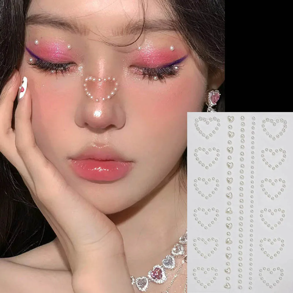 3D Face Jewelry Love Diamond Stickers Face Body Rhinestones Sticker Heart Eye Makeup Drill Fake Tattoo Party Festival Makeup