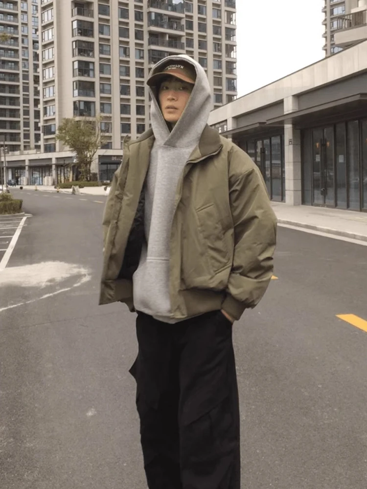 

American Sle Casual Loose Fit Pilot Jaet Cotton Coat Men's Winter ort Baseball Collar Men's Faion Outerwear