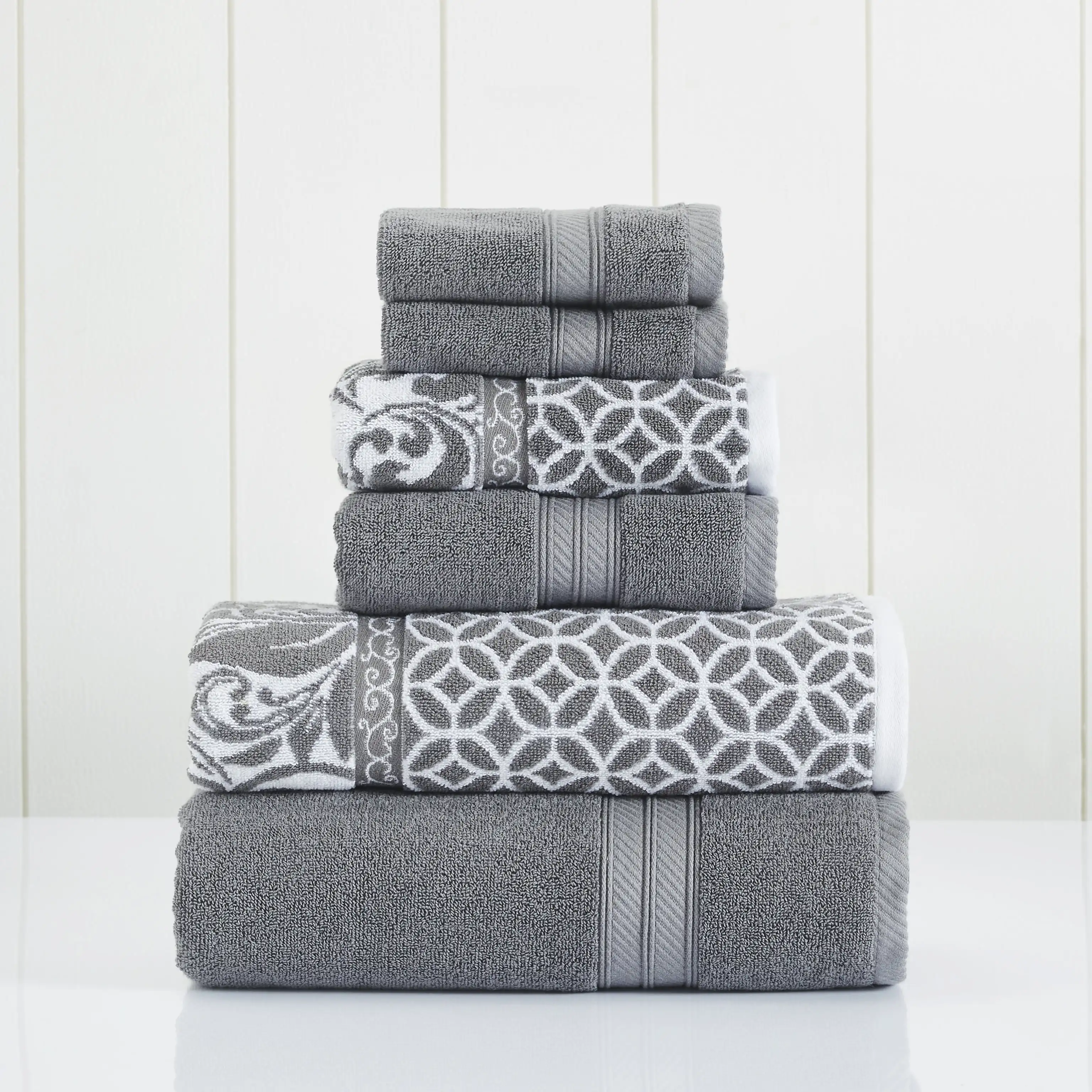 

Trefoil Filigree 6-Piece Cotton Adult Bath Towel Set