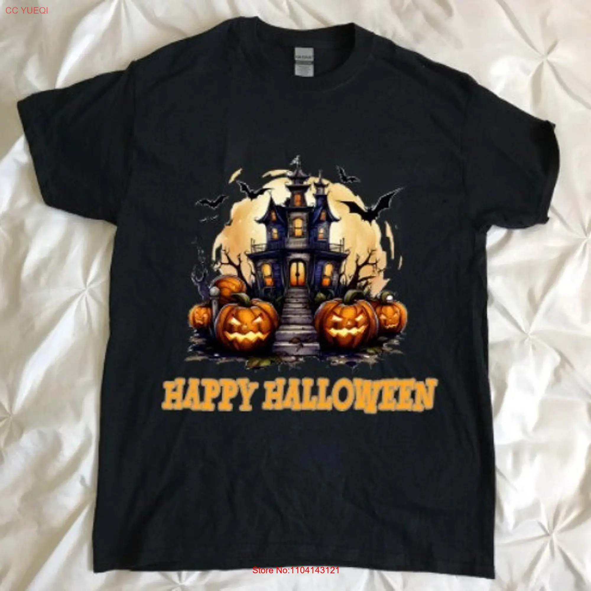 Happy Halloween T Shirt Haunted House Pumpkin Bats For Youth And Toddler Best Season long or short sleeves