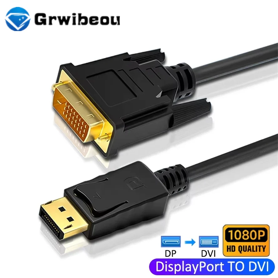 

DisplayPort DP to DVI 24+1 Adapter Connecto Cable Conversion Line 1.8M FHD 1920*1080P For Desktop Laptop PC TV Monitor Projector