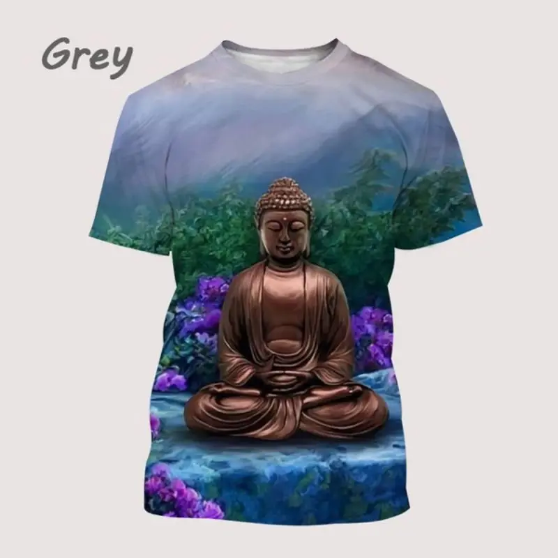 Buddha 3d Printing Hip Hop Summer Men\'s Personality T-Shirt Trend Fashion Street Creative Casual Comfortable Short-Sleeved Top