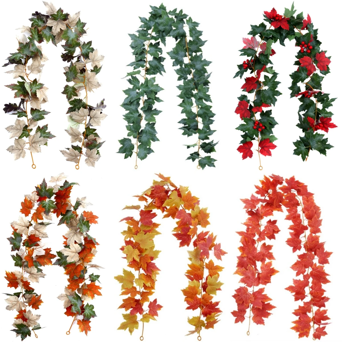 175CM Artificial Maples Leaves Fall Leaf Vine Garland Hanging Vines For Home Fireplace Party Garden Halloween Christmas Decor