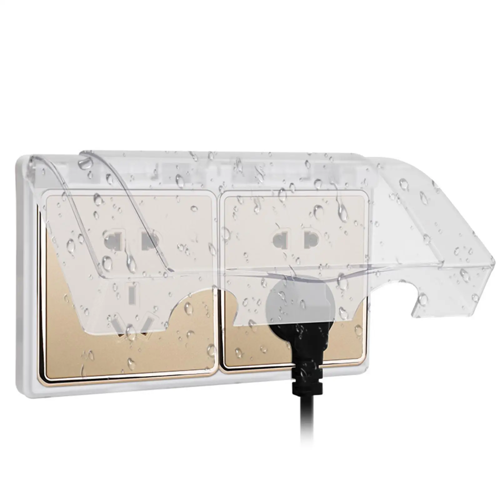 2 Gang Waterproof Outlet Cover Electrical Weatherproof Cover Dustproof Box Socket Panel Cover for Office Living Room
