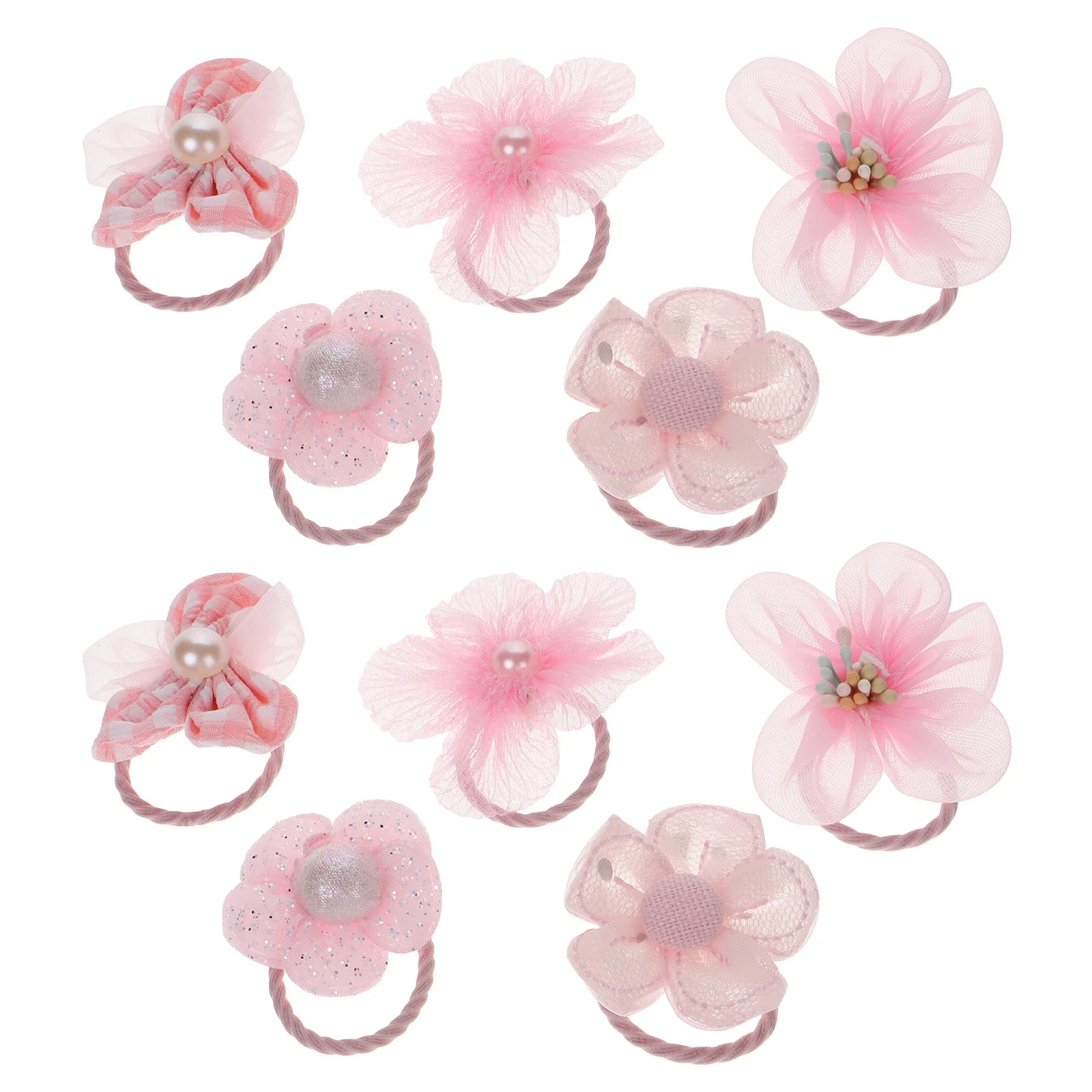 

10pcs Ties Cute Flower Elastic Bands Decorative Hair Accessories Soft Stretchy Hair Ties For Little