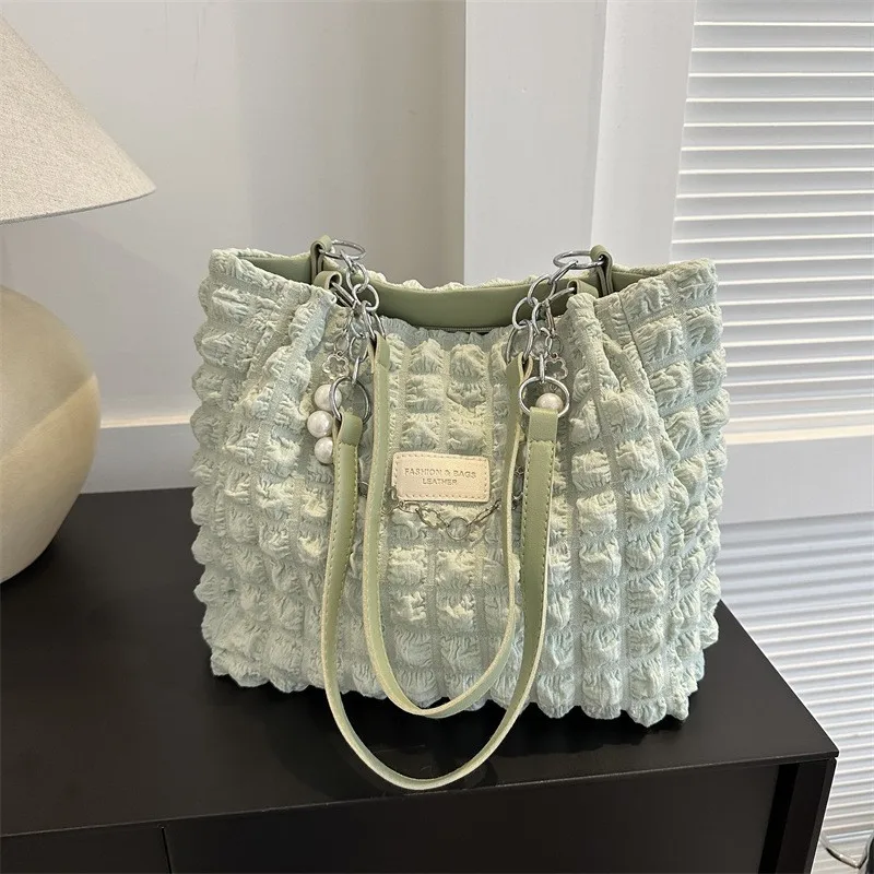 Sac matelassé en coton à carreaux pour femme, sac à main plissé à porter sous le bras, sac hobo, sac bandoulière, sac à main pour usage quotidien