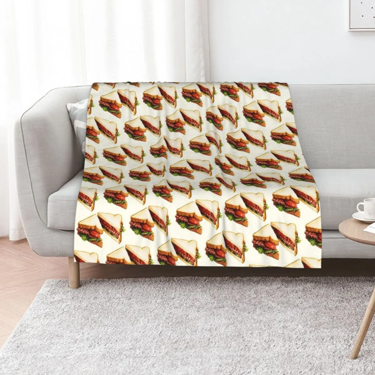 BLT Sandwich Pattern Throw Blanket Thermals For Travel Soft Cute Single Decorative Throw Beautifuls Blankets