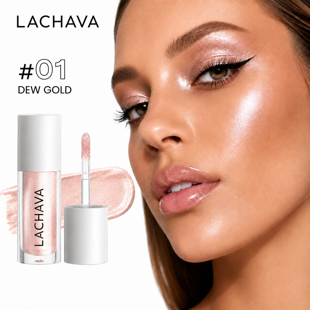 Fard à paupières liquide scintillant 2-en-1 et illuminateur, 2 couleurs, longue tenue, double usage, maquillage éclaircissant pour les yeux et le visage